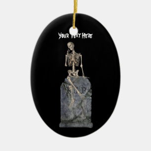 Cute Skeleton Tombstone Halloween Ornament