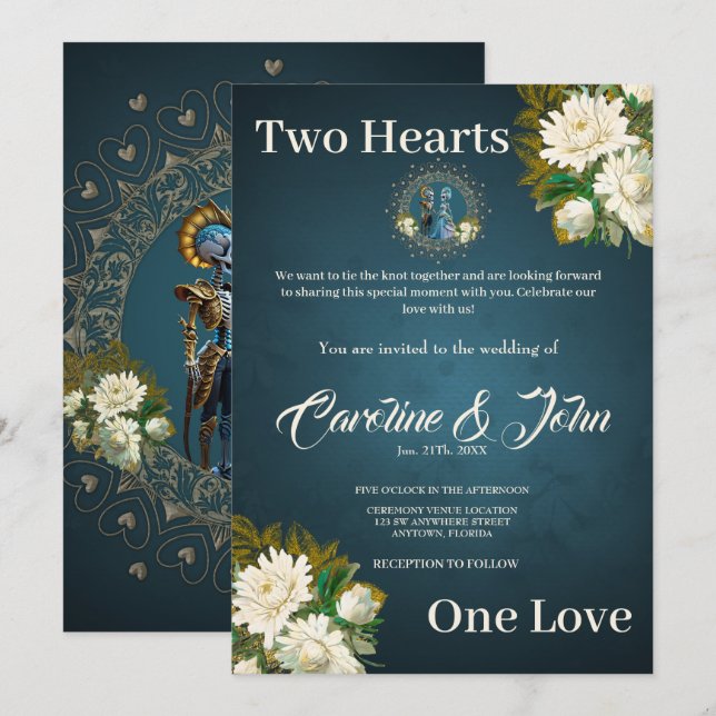 Cute Skeleton Wedding Couple Gothic Style Invitation (Front/Back)