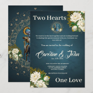 Cute Skeleton Wedding Couple Gothic Style Invitation