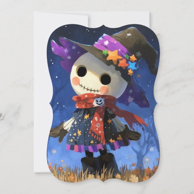Cute Skeleton Witch Halloween Baby Shower Invitation (Back)
