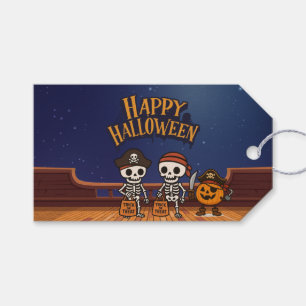 cute, skeletons and pumpkin Halloween Gift Tags