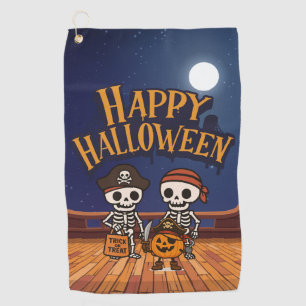 cute, skeletons and pumpkin Halloween Golf Towel