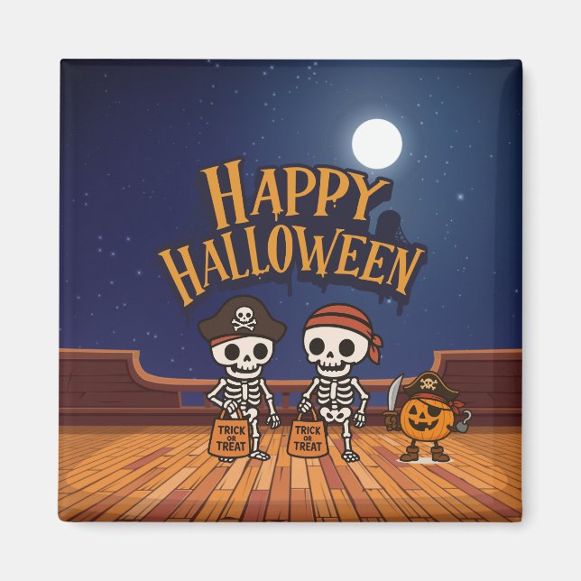 cute, skeletons and pumpkin Halloween  Magnet (Front)