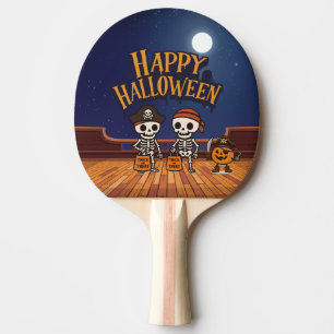 cute, skeletons and pumpkin Halloween  Ping Pong Paddle