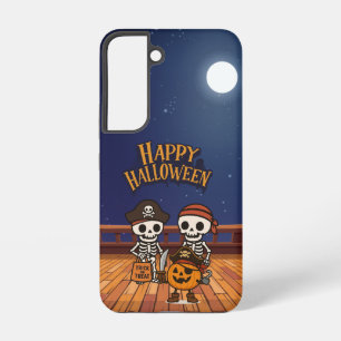 cute, skeletons and pumpkin Halloween Samsung Galaxy Case