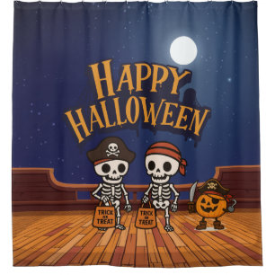 cute, skeletons and pumpkin Halloween Shower Curtain