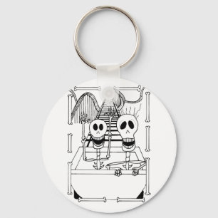 Cute Skeletons on Roller Coaster Ride  Key Ring