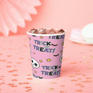Cute Skeletons Pink For Halloween Paper Cups