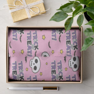 Cute Skeletons Pink For Halloween Tissue Paper