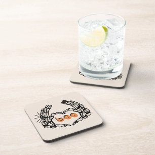 Cute Skelton Hands Married Halloween Coaster