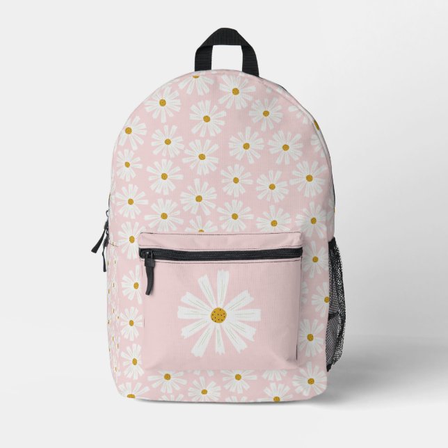 Cute Sketch Daisy Pattern Printed Backpack (Front)