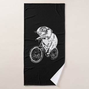Cute Sketch Guinea Pig Bicycle Cute Pet Lover Bath Towel