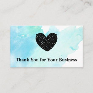 Cute Sketched Heart Watercolor Ty Card
