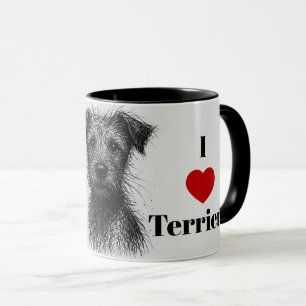 Cute Sketched Terrier. I Love Terriers Personalise Mug