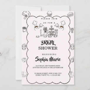 Cute Sketchy Bridal Shower Invitation