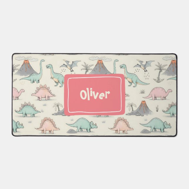 Cute Sketchy Dinosaurs at Jurassic Land Desk Mat (Front)