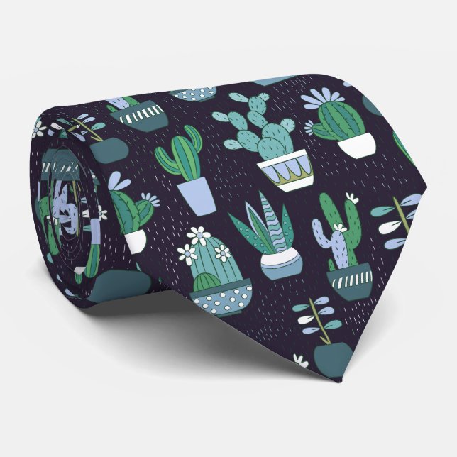 Cute sketchy illustration of cactus pattern tie (Rolled)