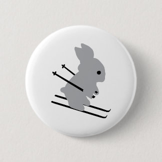 cute ski bunny snow skiing 6 cm round badge