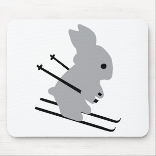 cute ski bunny  snow skiing mouse mat