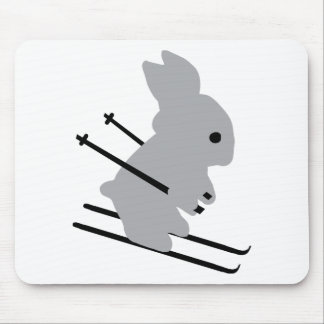 cute ski bunny snow skiing mouse mat