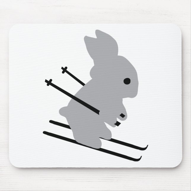 cute ski bunny  snow skiing mouse mat (Front)