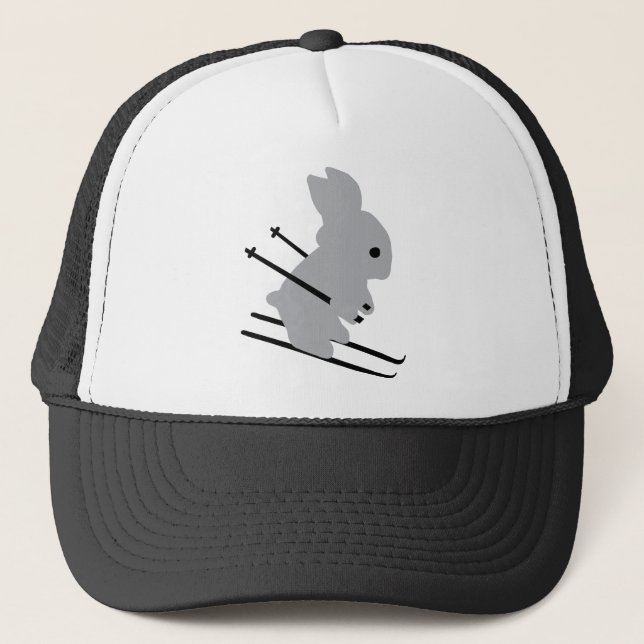 cute ski bunny  snow skiing trucker hat (Front)
