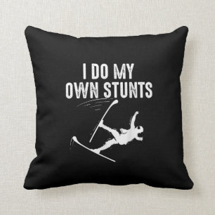 Cute Skiing Best I Do My Own Stunts Gift Cushion