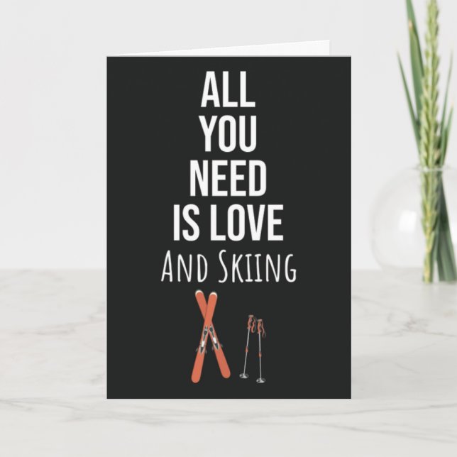 Cute Skiing Cards Snow Skier Sports Winter Ski  (Front)