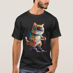 Cute Skiing Cat Funny Winter Snow Sports Gift Men T-Shirt