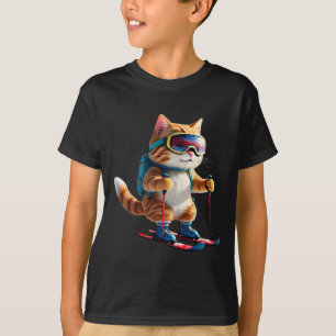 Cute Skiing Cat Funny Winter Snow Sports Gift Men T-Shirt