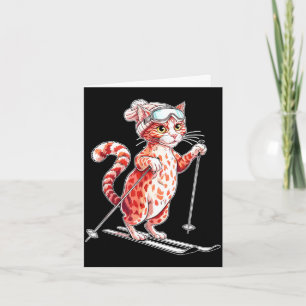 Cute skiing cat with goggles men women card