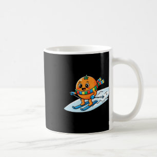 Cute Skiing Orange Fruit Alpine Snow Cartoon Coffee Mug