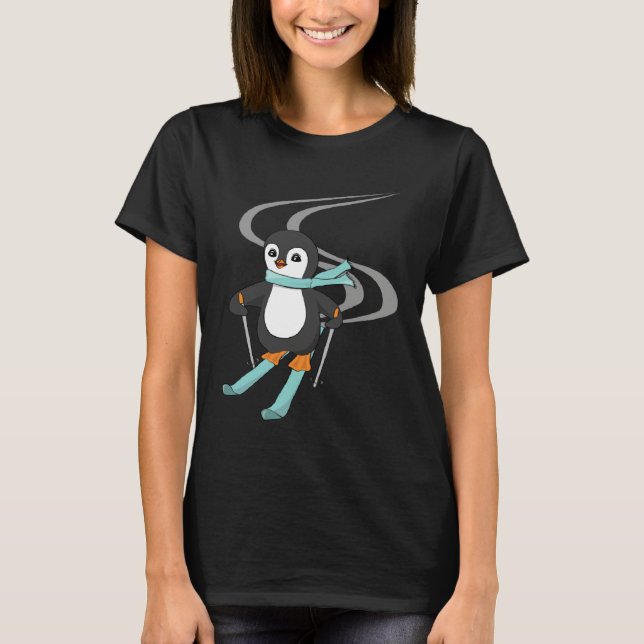 Cute Skiing Penguin Animal   Penguins T-Shirt (Front)