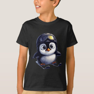 Cute skiing penguin winter adventure crew T-Shirt