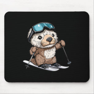 Cute Skiing Sea Otter Mouse Mat
