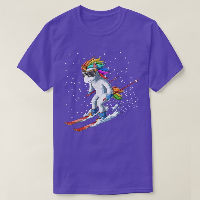 Cute Skiing Unicorn Gift Boys Girls  T-Shirt (Design Front)