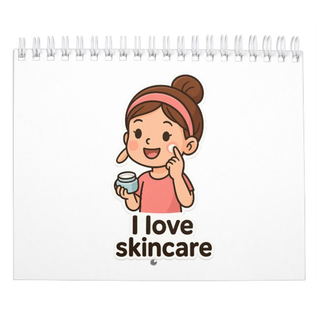 Cute Skincare Girl Sticker – Self-Care Cartoon Calendar (Cover)