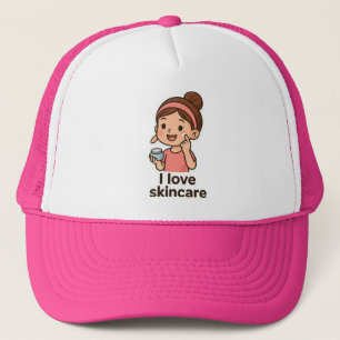 Cute Skincare Girl Sticker – Self-Care Cartoon Trucker Hat