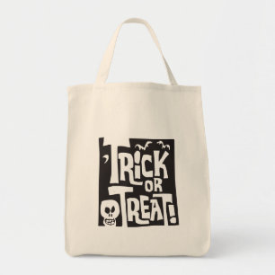 Cute Skull and Bats Retro Halloween Tote Bag