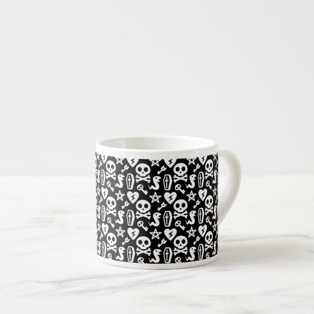 Cute Skull And Crossbone Halloween Pattern Espresso Cup (Front Right)
