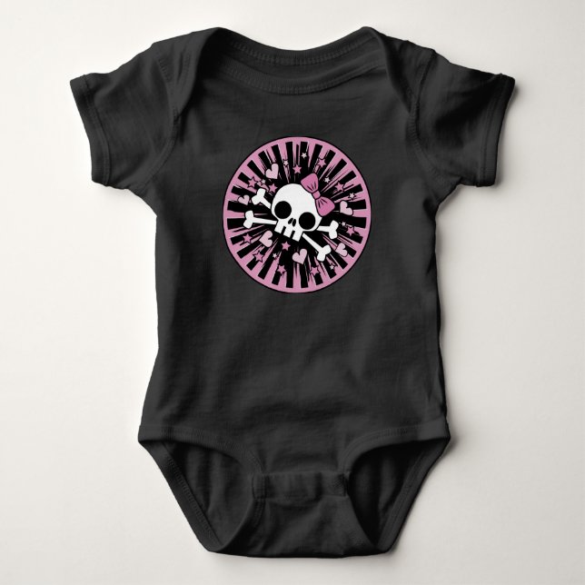 Cute Skull and Crossbones Baby Bodysuit (Front)