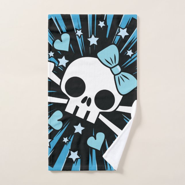 Cute Skull and Crossbones - Blue Bath Towel Set (Hand Towel)