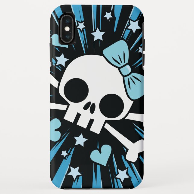 Cute Skull and Crossbones - Blue Case-Mate iPhone Case (Back)