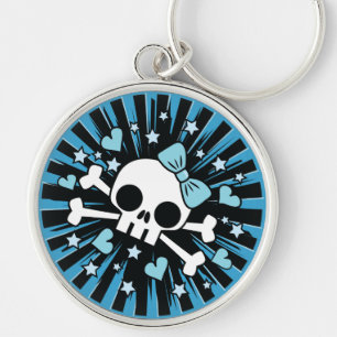 Cute Skull and Crossbones - Blue Key Ring
