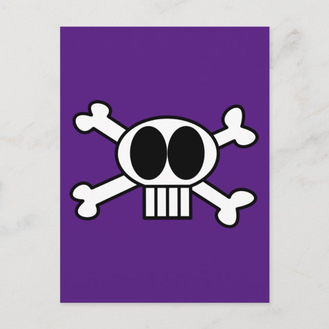 Cute Skull and Crossbones with Big Black Eyes Postcard (Front)