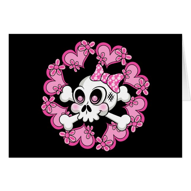 Cute Skull and Hearts (Front Horizontal)