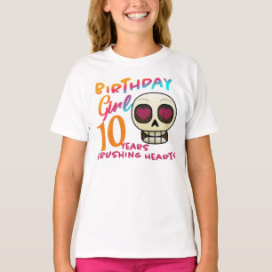 Cute Skull and Hearts Custom Birthday T-Shirt