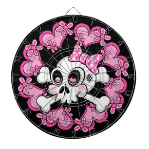 Cute Skull and Hearts Dartboard