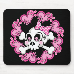 Cute Skull and Hearts Mouse Mat