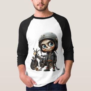 Cute Skull Biker Moonlit Ride Through the Desert T-Shirt